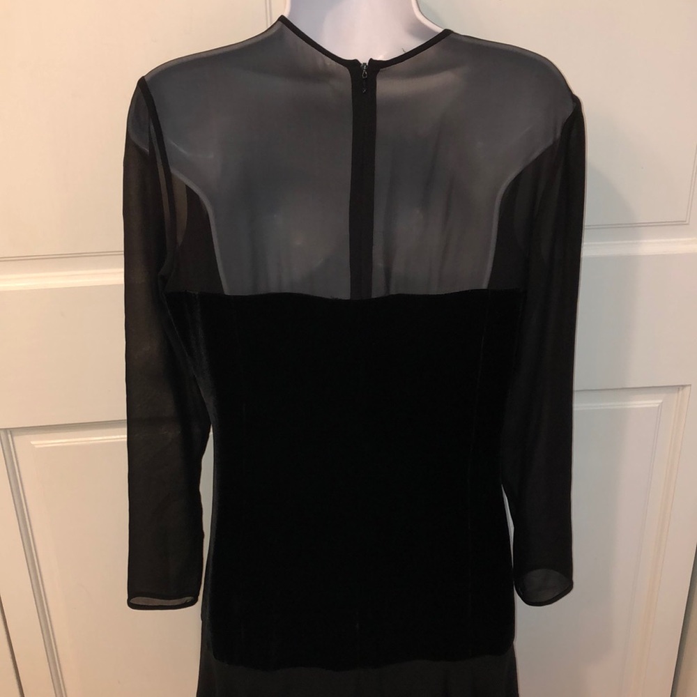 VINTAGE BLOOMINGDALES VELVET & SILK HOLIDAY DRESS - Picture 4 of 5